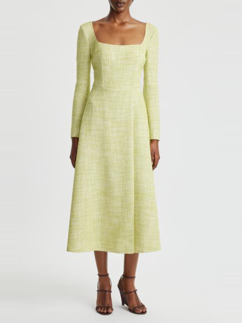 Fara Cotton Tweed Midi Dress green