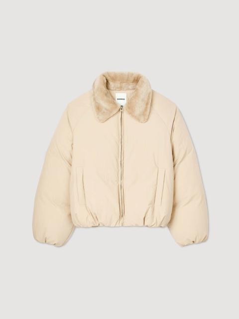 PUFFER JACKET WITH SHEARLING COLLAR