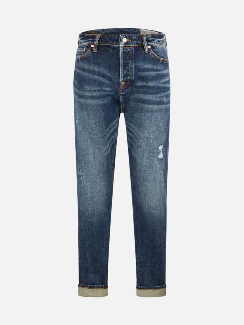 Allover Kamon Print and Seagull Embroidery pockets Fashion Fit Jeans