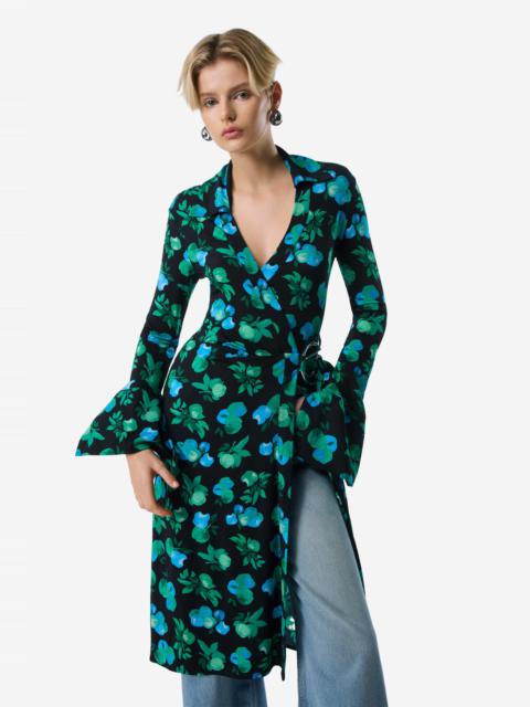 C-Logo Print Wrap Blouse Dress