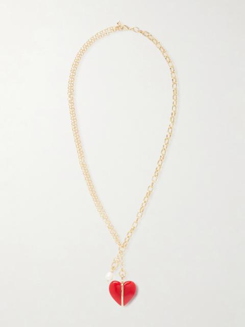 The Stone Bar Gold-tone, Carnelian And Pearl Necklace