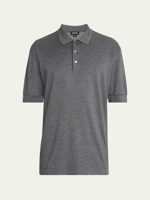Men's Cotton and Silk Tipped Polo Shirt