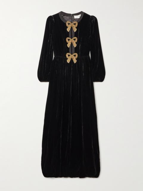 Camille Bow-embellished Velvet Gown