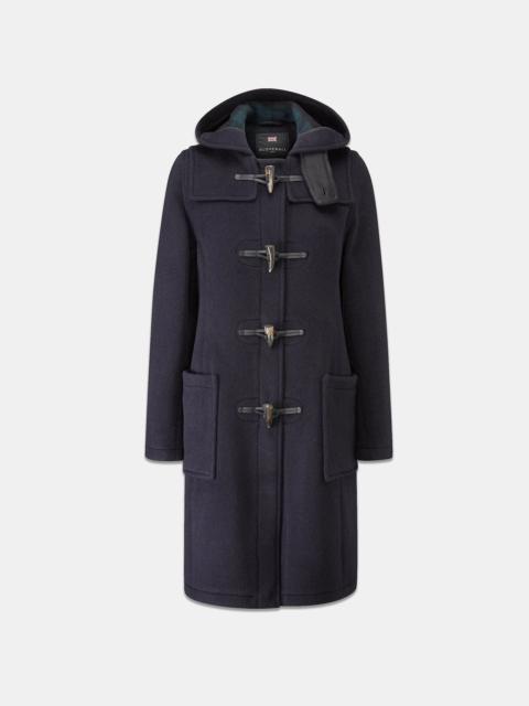 Women's Long Slim Fit Freda Duffle Coat Navy Black Watch