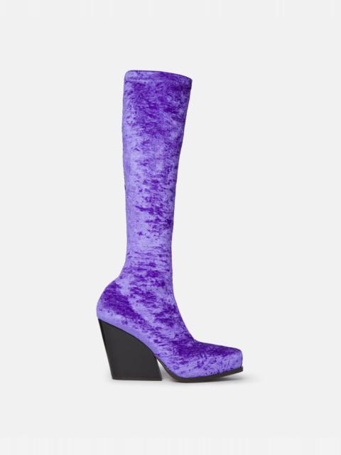 Cowboy Crushed Velvet Knee-High Boots
