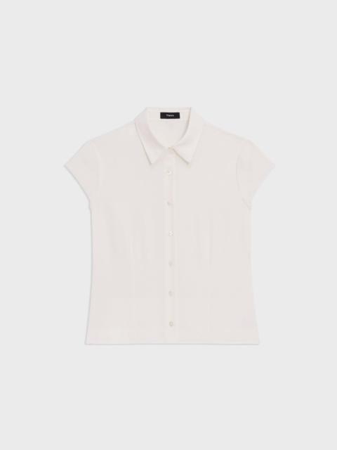 Cap Sleeve Shirt in Silk Georgette