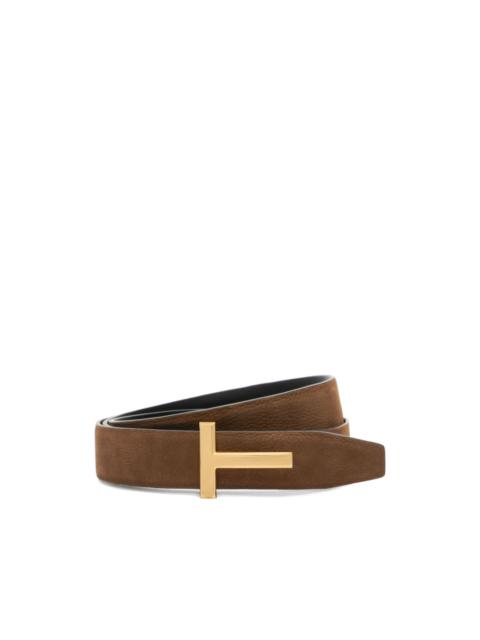 T-buckle reversible leather belt