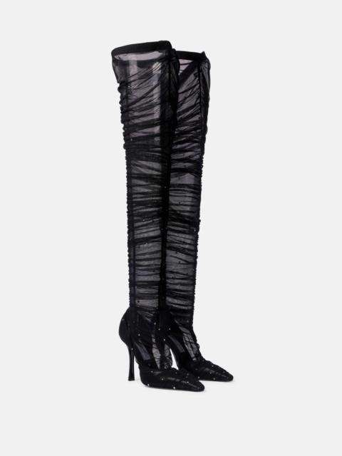 Lotta 100 embellished tulle over-the-knee boots