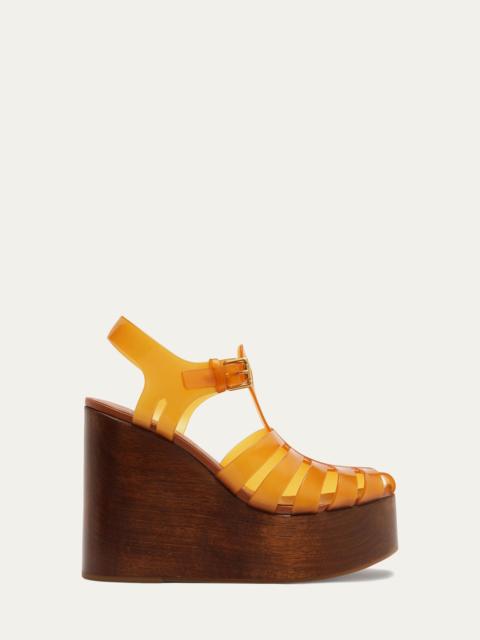 Beige Fisherman Jelly Wedge Sandal