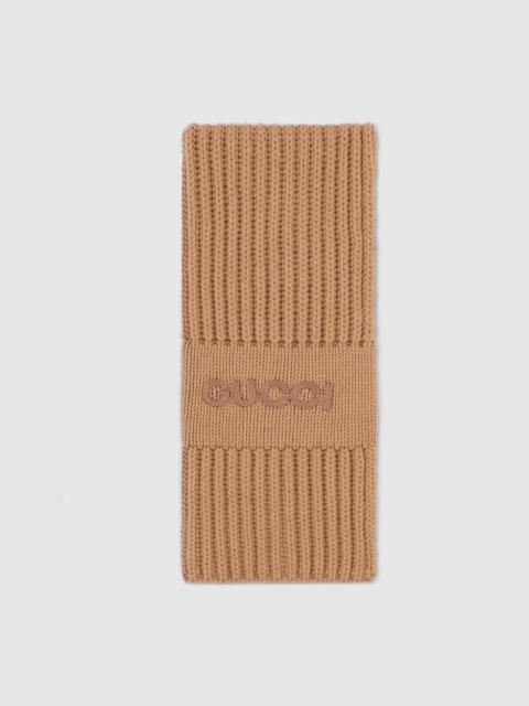 Wool cashmere scarf with embroidery