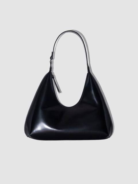 Amber Black Semi Patent Leather Shoulder bag