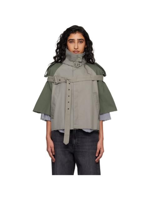 Beige & Khaki Chopped Trench Jacket