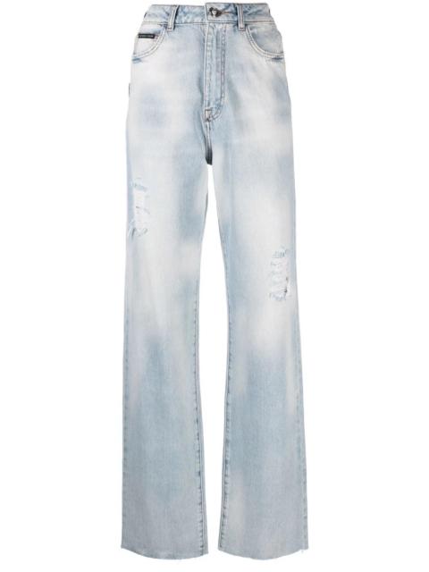 Palazzo-cut high-waist jeans