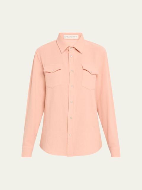 Peach Blush Cashmere Button-Down Shirt