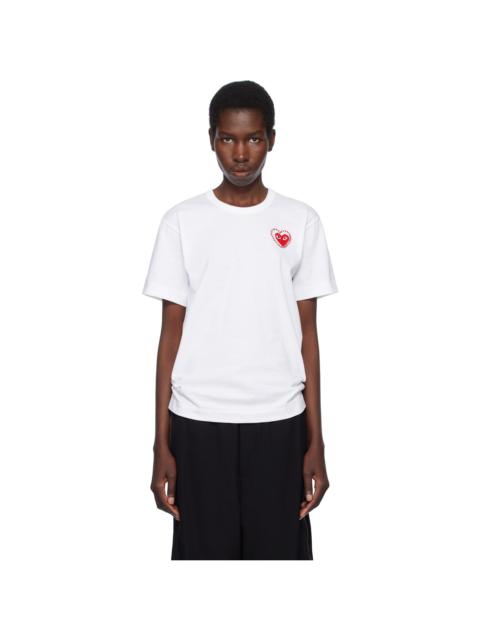 White Metal Stone Emblem Red Heart T-shirt