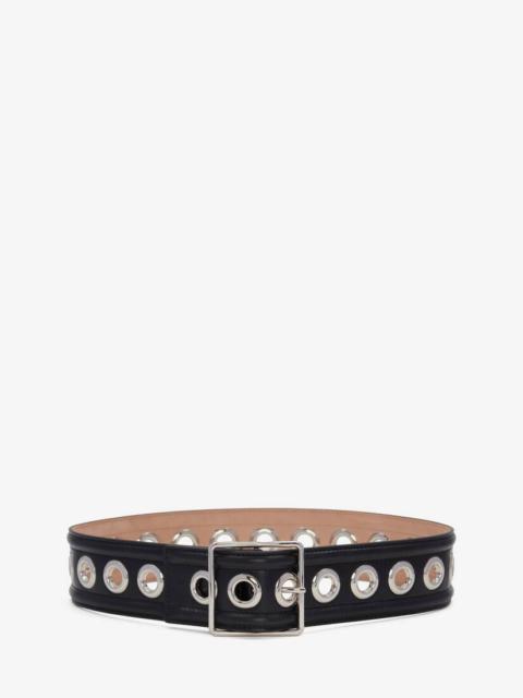 Women's Eyelet Small Waist Belt in Black