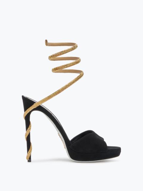 Margot Black Suede And Gold Platform Sandal 120