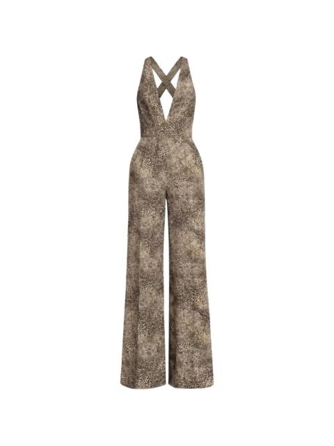 animal-print cross-back jumpsuit