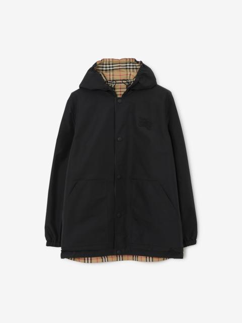 Reversible Check Nylon Hooded Jacket