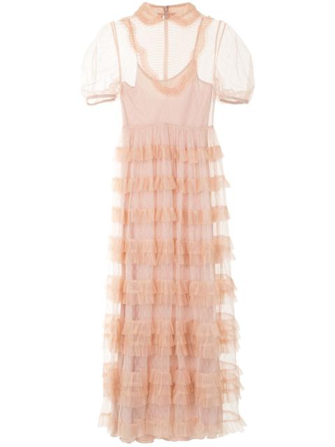 point d'esprit ruffled dress