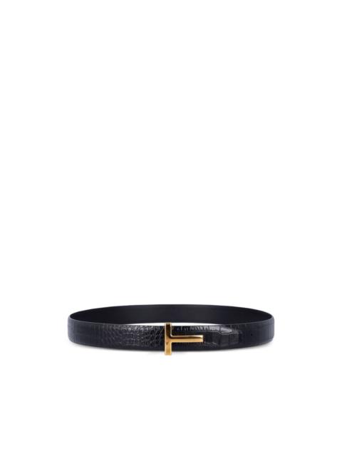 buckle-logo reversible belt
