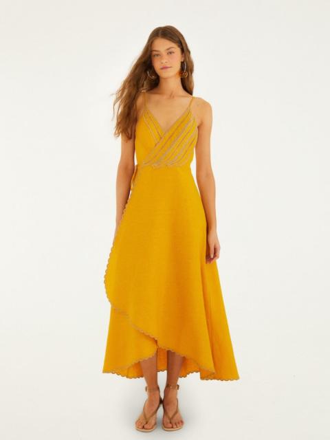 Yellow Bananas Euroflax Premium Linen Maxi Wrap Dress