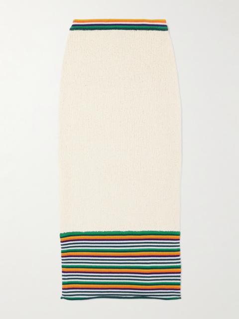 Striped Cotton-blend Bouclé Midi Skirt