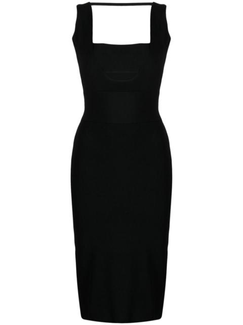 square-neck knitted midi dress