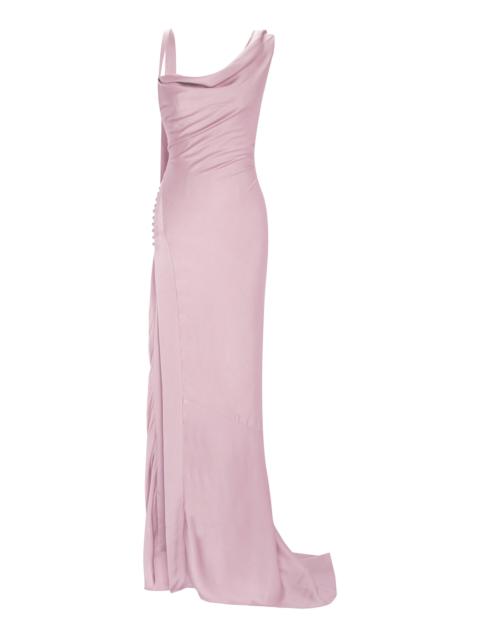 Button-Detail Silk Satin Gown pink