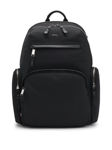 BACKPACK WITH LEATHER TRIMS AND TWO-WAY ZIP