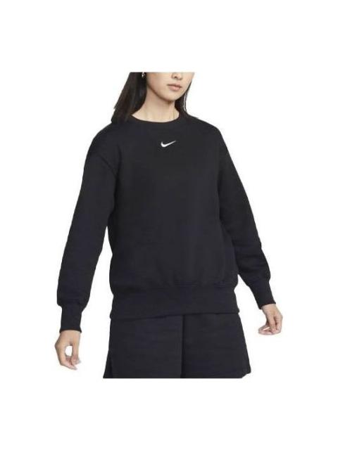 (WMNS) Nike Sportswear Phoenix Fleece Wide Fit Crew Neck Sweatshirt 'Black' DQ5734-010