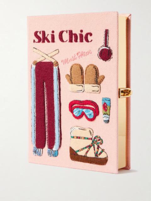 Ski Chic Embroidered Appliquéd Canvas Clutch