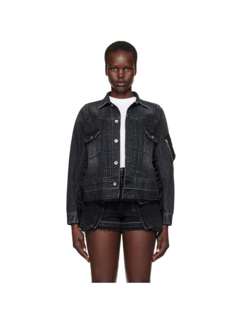 Black Nylon Twill Denim Jacket
