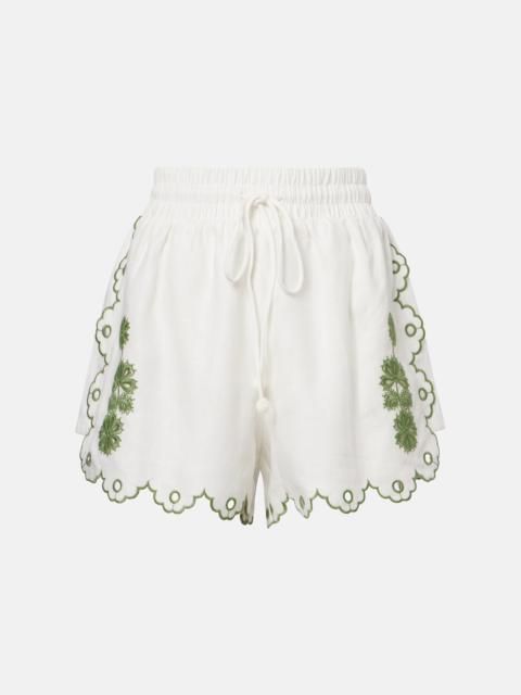Broderie anglaise linen shorts