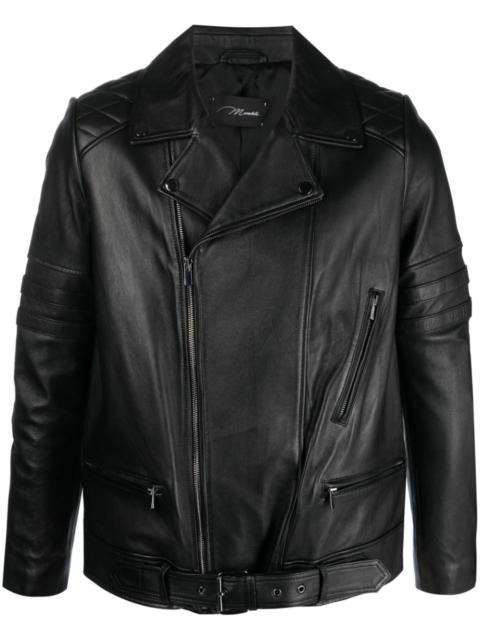 off-centre zip-fastening leather jacket
