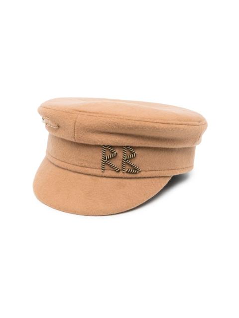 appliqué-logo wool beret