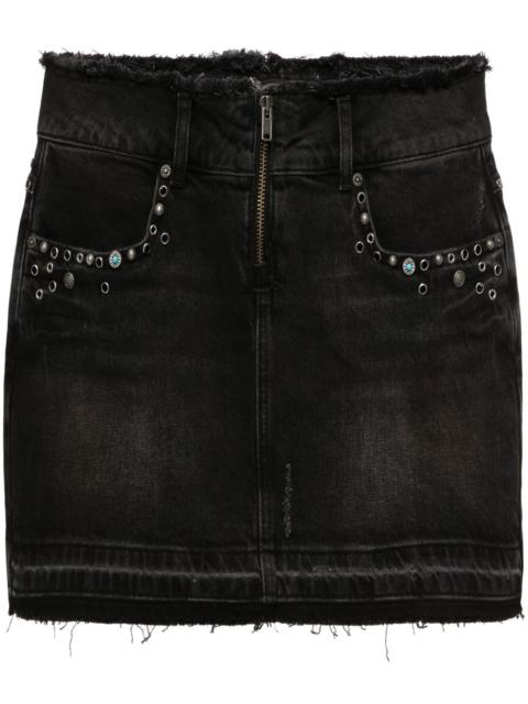 frayed-brim denim miniskirt
