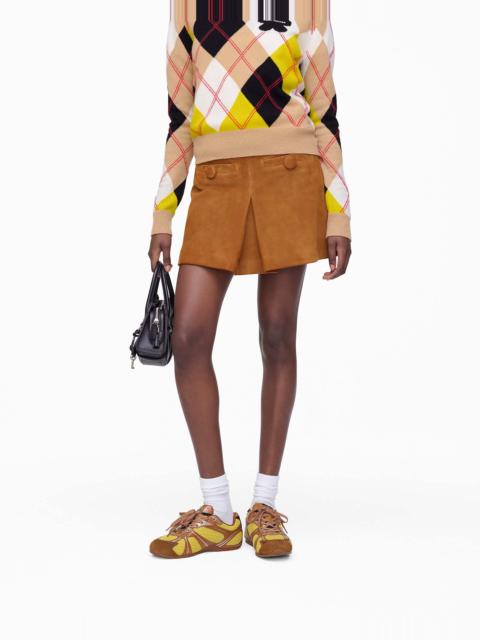 SUEDE BOX PLEAT MINI SKIRT