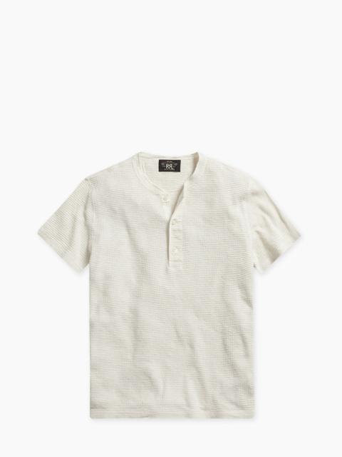 RRL WAFFLE-KNIT HENLEY SHIRT PAPER WHITE