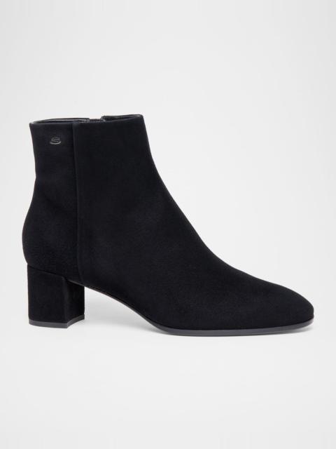 Suede Block-Heel Ankle Booties