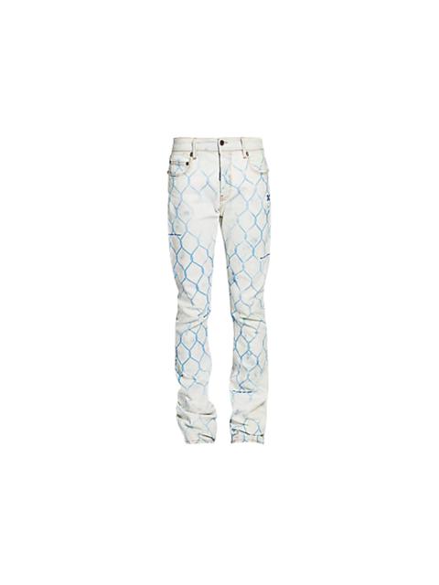 OFF-WHITE Fence Bleached Skinny Fit Denim Jeans Bleach/Light Blue