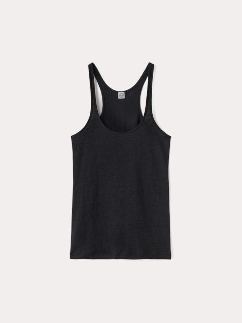 Scoop-Neck linen tank top black