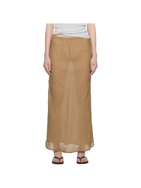 Tan Fine Linen Dydine Maxi Skirt