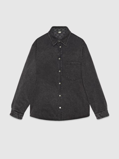 Reversible denim and GG flannel shirt