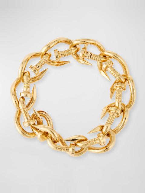 18k Polished Nail Link Bangle Bracelet