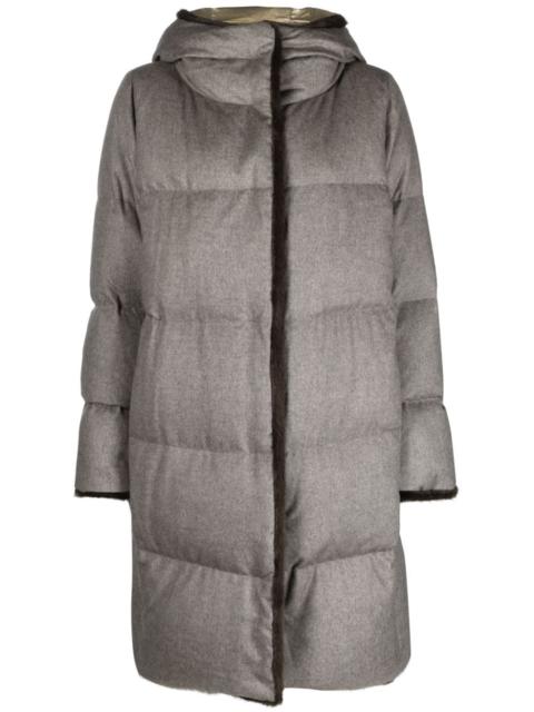 faux fur-lined quilted coat
