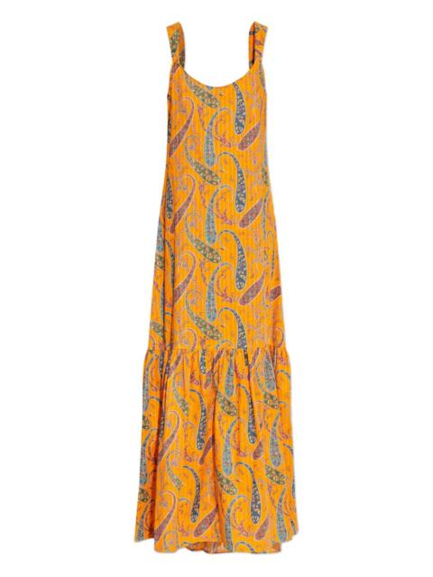 paisley-pattern ruffled maxi dress