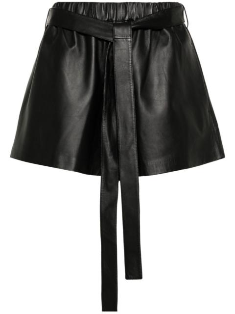 belted-waist leather shorts
