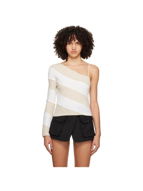 Beige & Off-White Oblique Long Sleeve T-Shirt