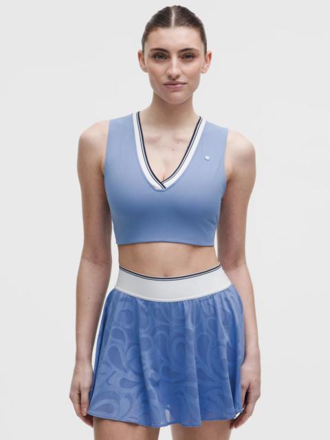 Paisley Mesh-Back V-Neck Longline Tennis Bra *Medium Support, B/C Cup